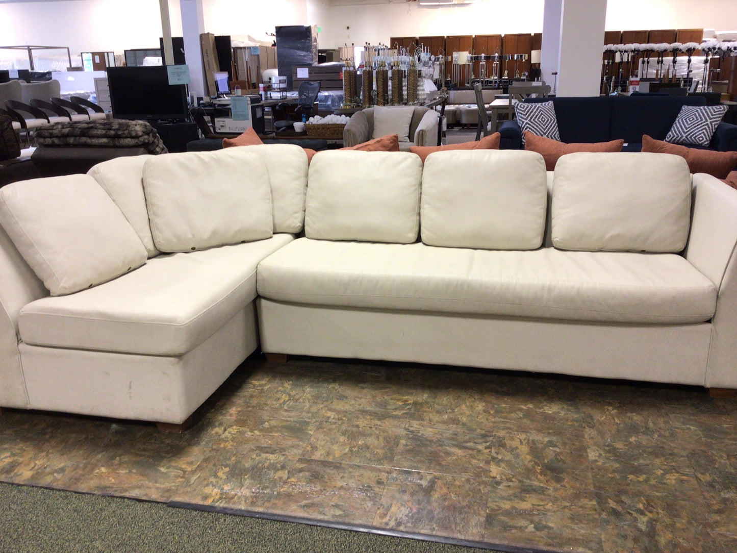 Ivory Leather Sectional