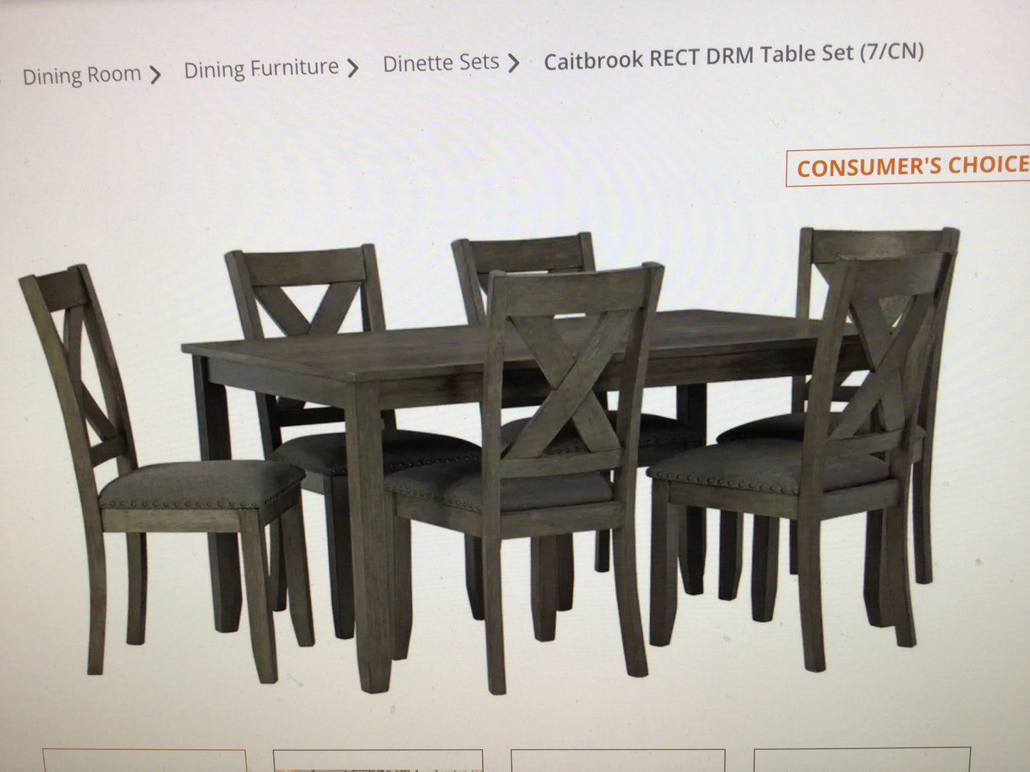 Ashley Dining Table with 6 Chairs Grey