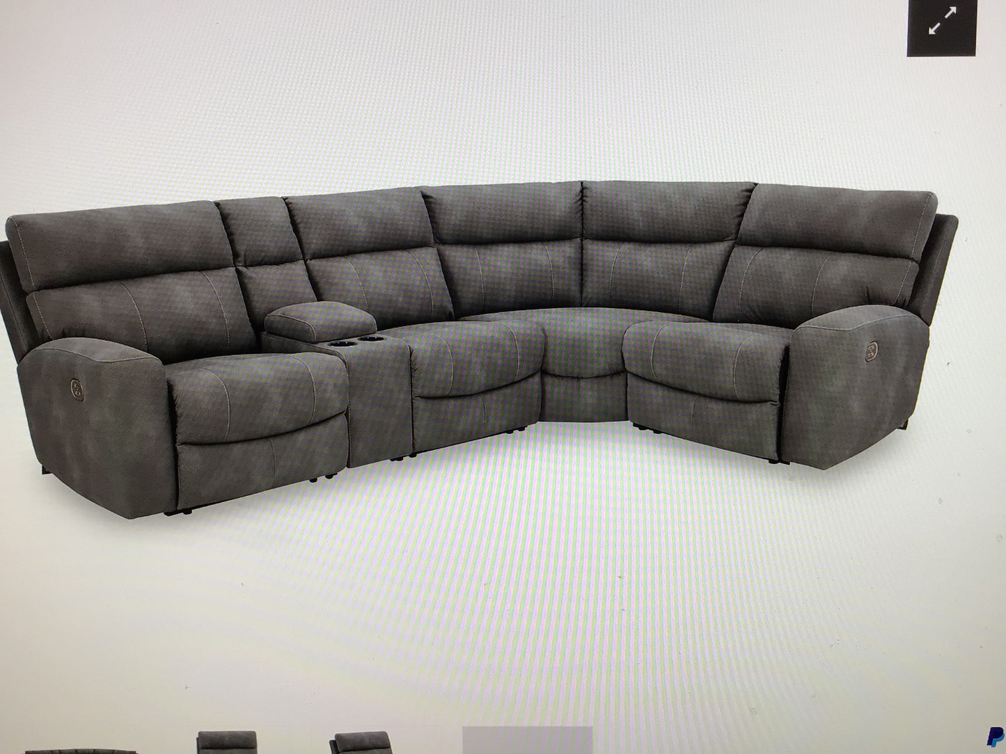 Ashley Power Recliner Modular Sectional with Console Next-Gen Performance Fabric Slate