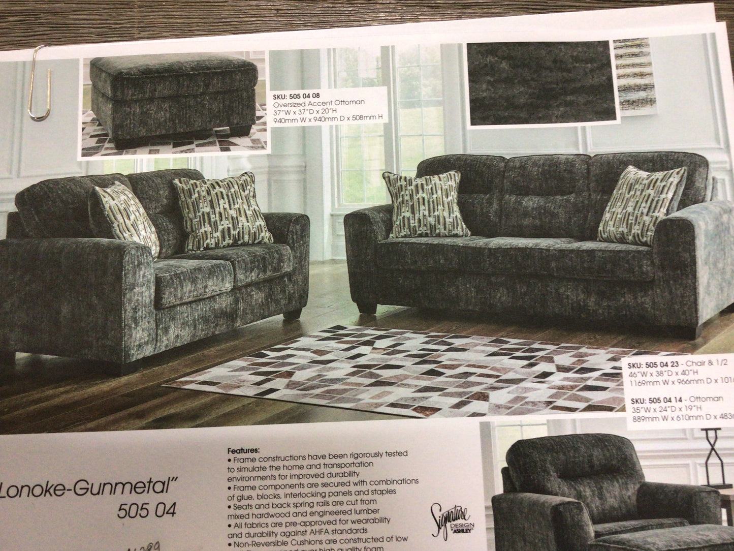 Gunmetal Sofa and Loveseat