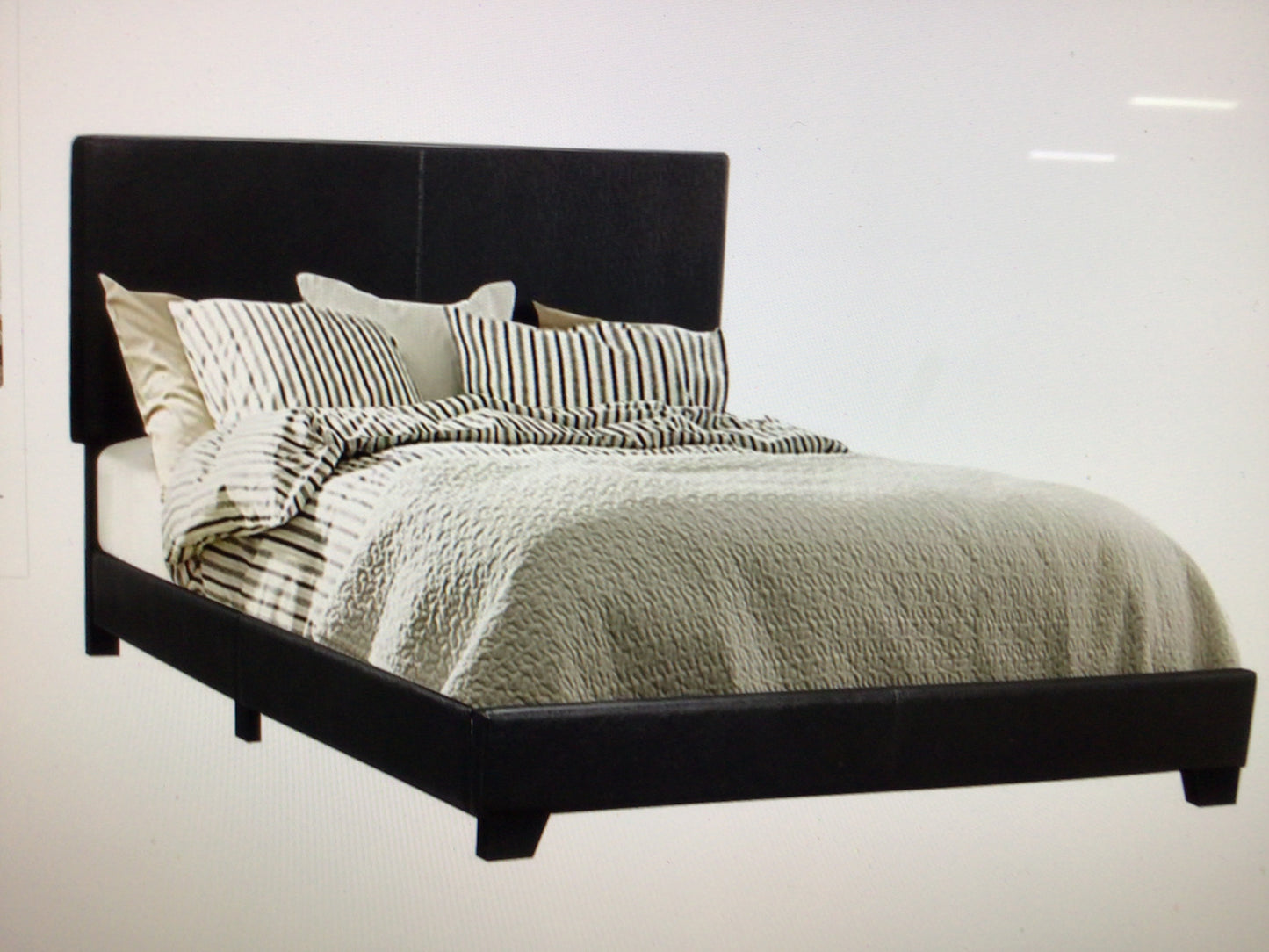 Faux Leather Upholstered Full Panel Bed Black