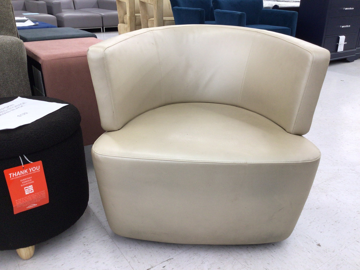 Swivel Beige Leather Chair