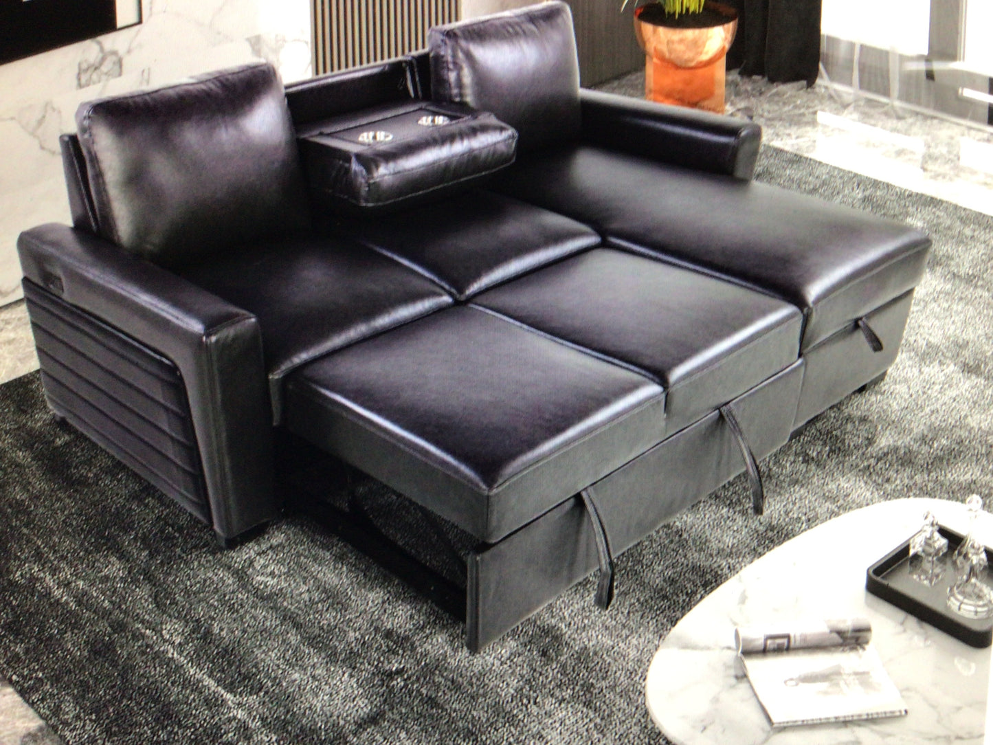 Blanche Charcoal/Black Sofa Bed with USB and DDT