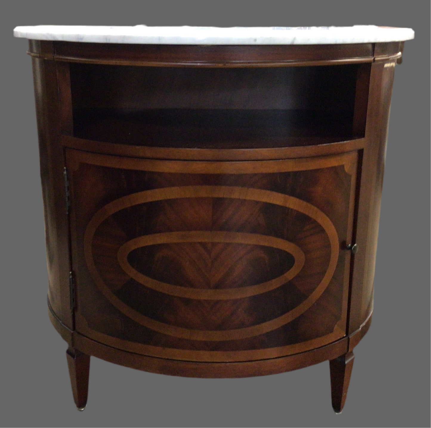 Parquet Table with Storage and Marble-like Top