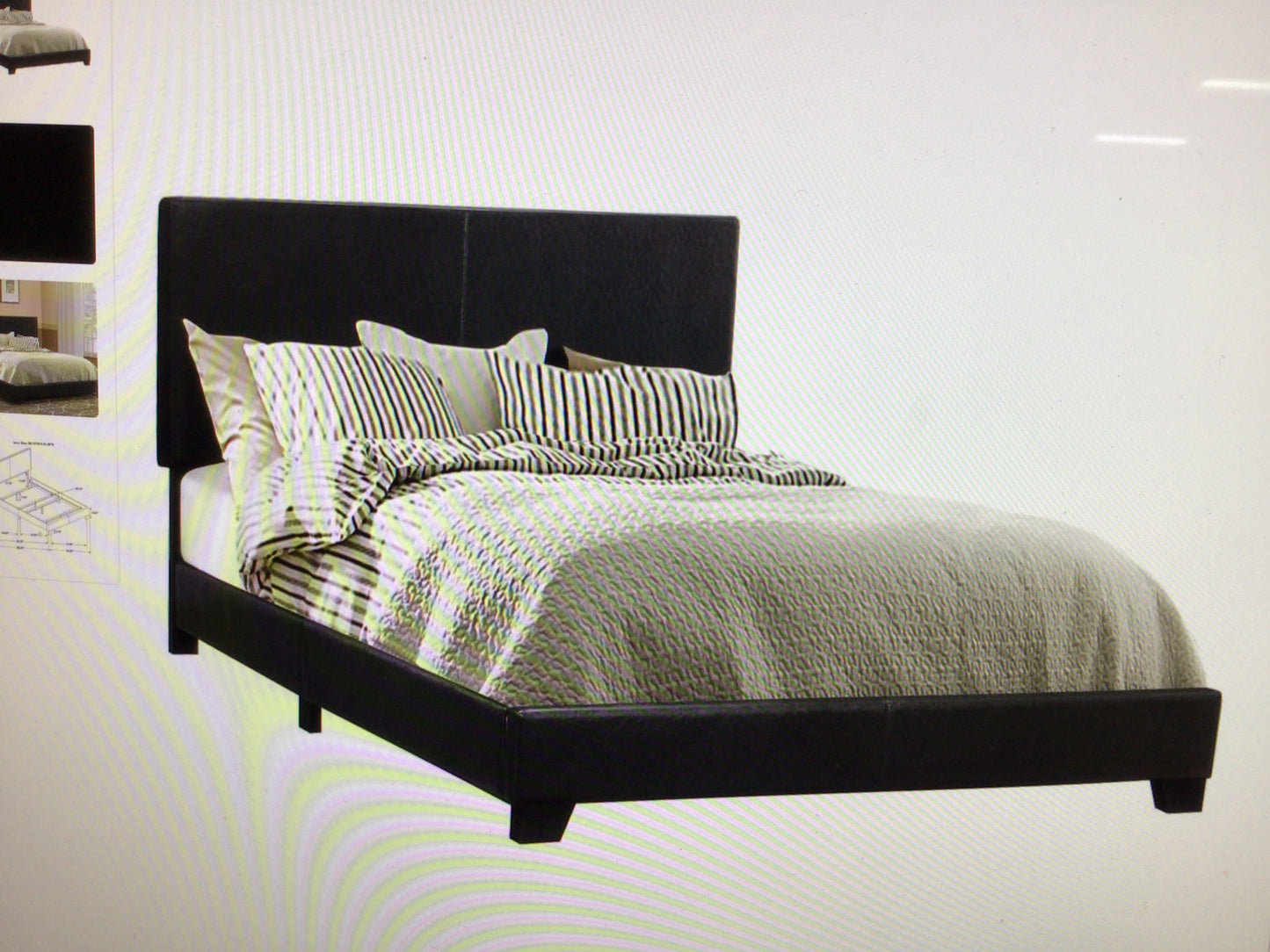 Faux Leather Upholstered King Panel Bed Black