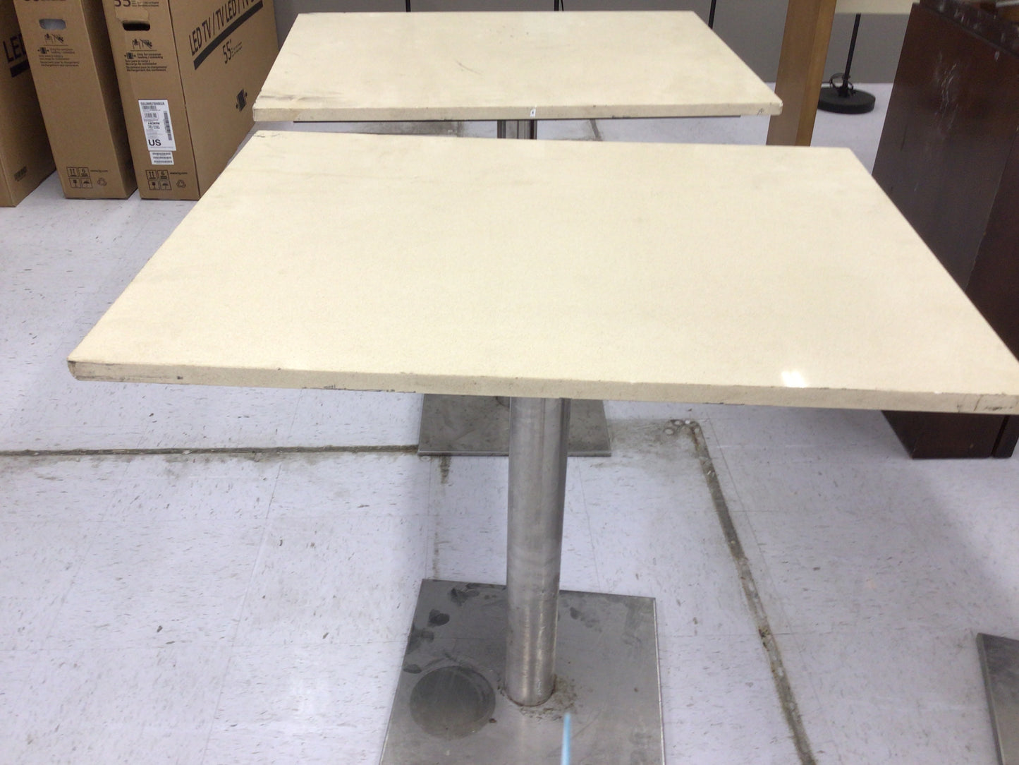 Stone Top Cafe Table with Metal Base