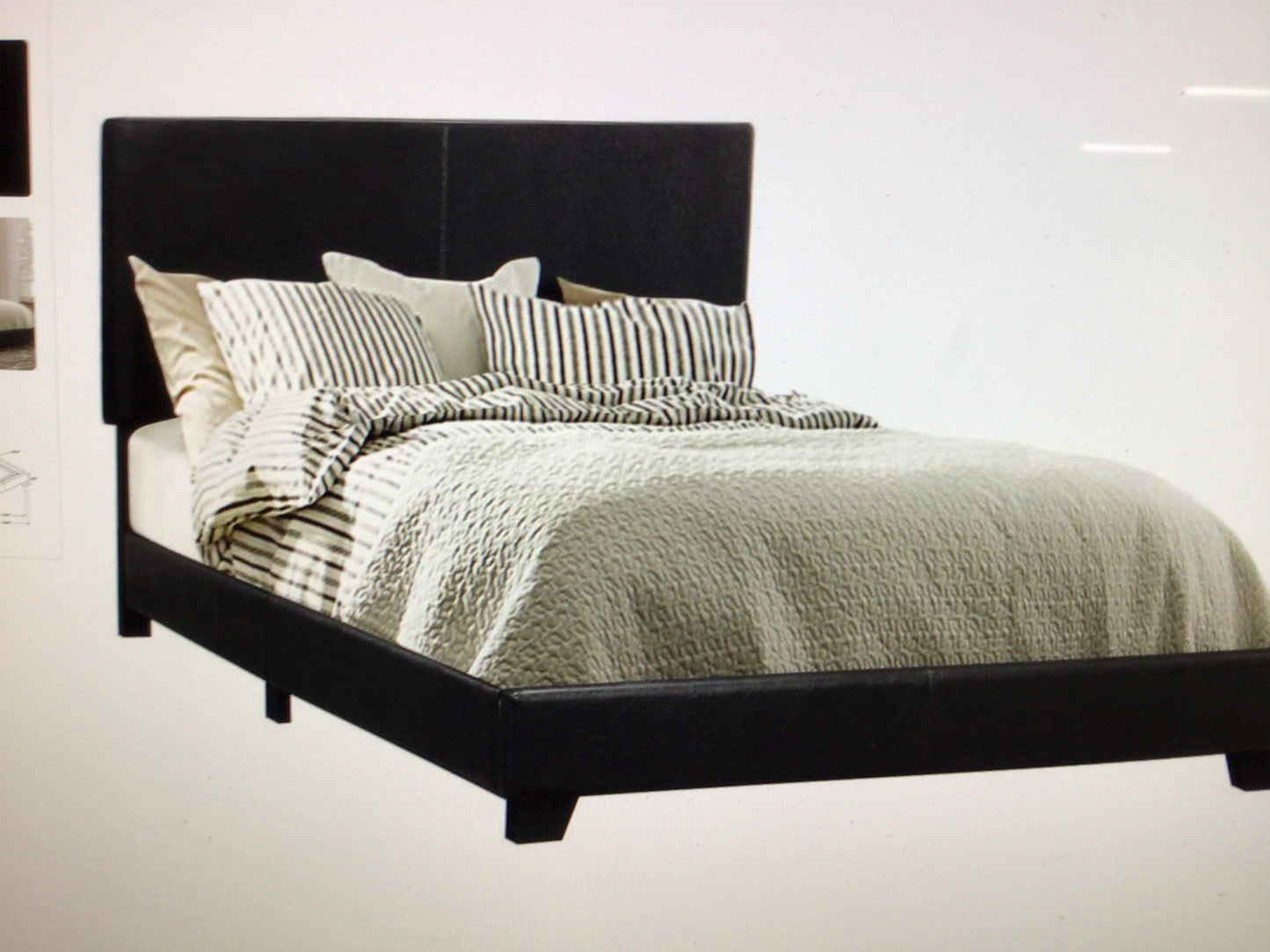 Faux Leather Upholstered Queen Panel Bed Black